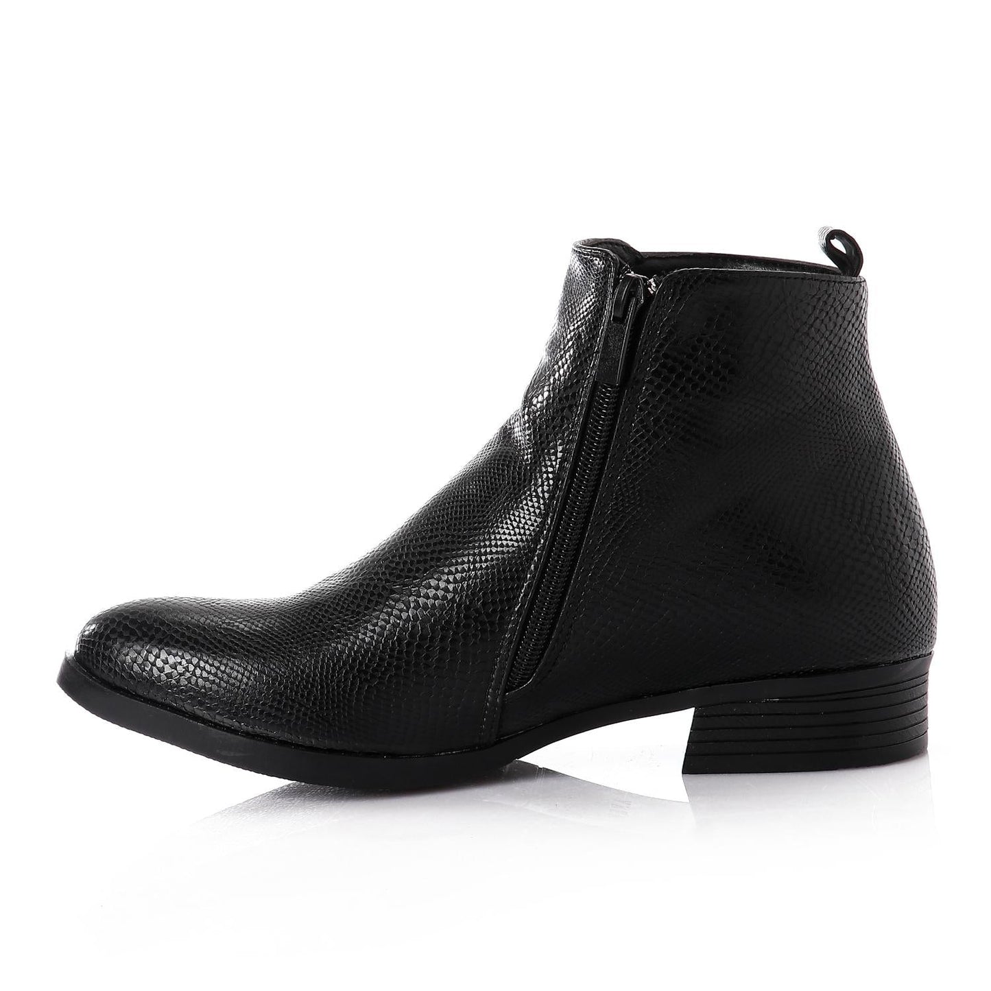 Black Chic Embossed Leather Boots