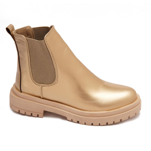 Gold Solid Ankle Boots