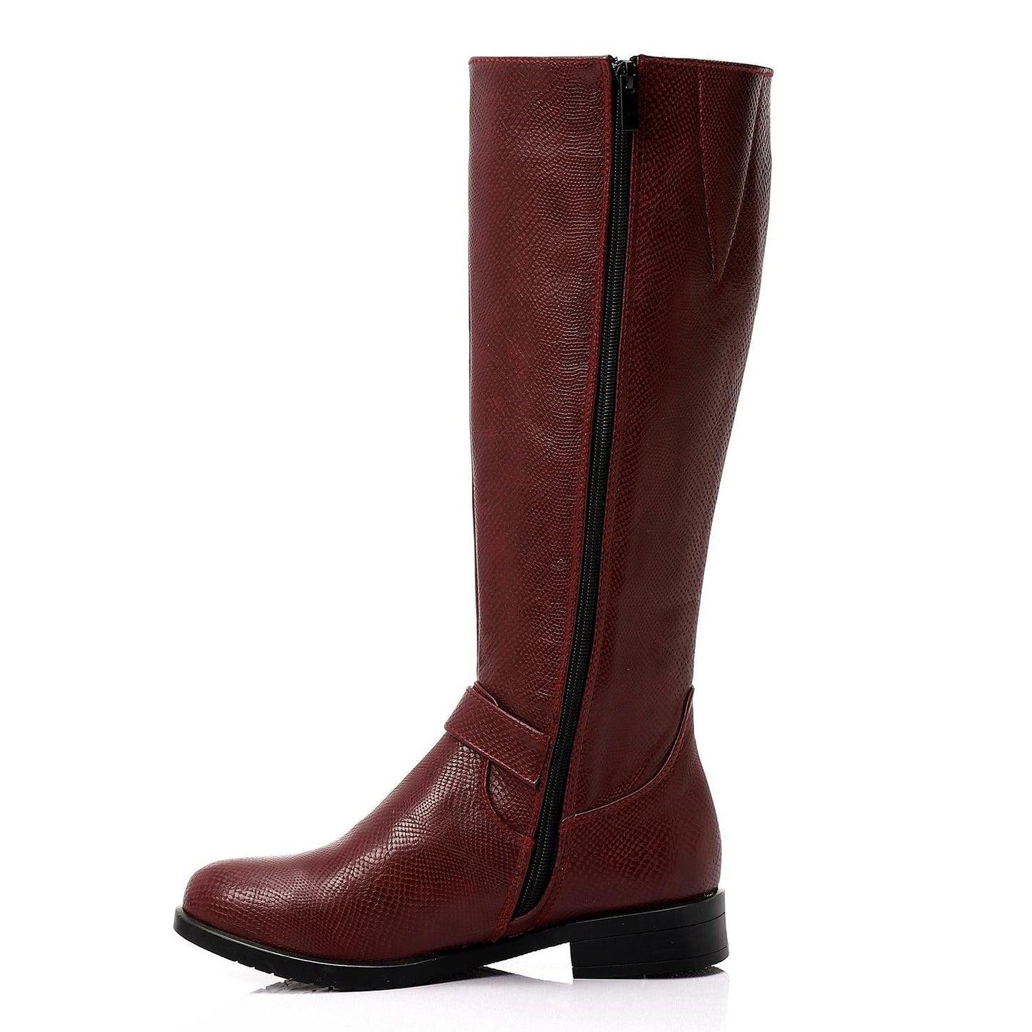 Textured Leather Knee High Boot