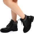 Leather Ankle Boot with Leg Warmers Trims Black