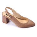 Textured Leather Sling Back Shoes Coffee