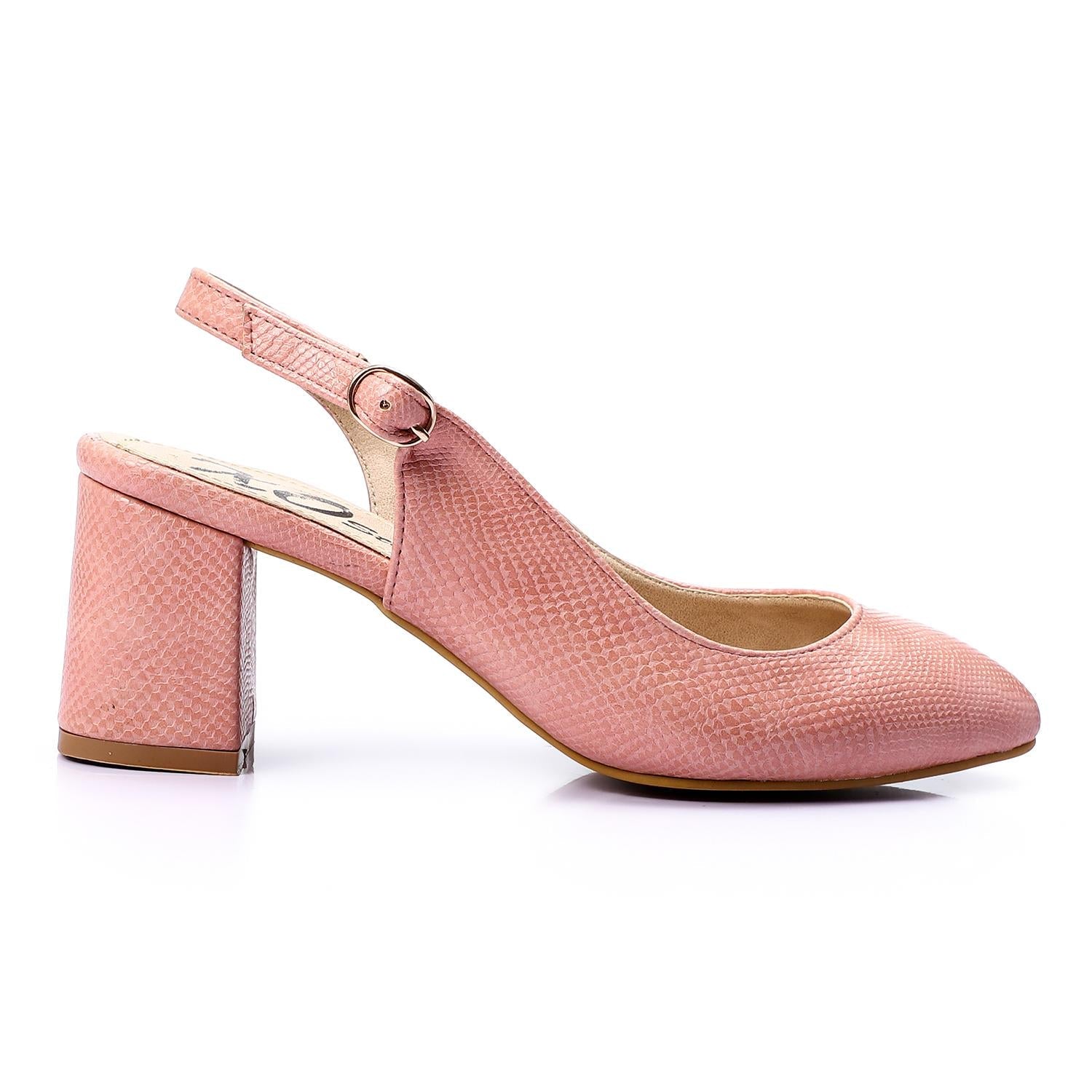 Textured Leather Sling Back Shoes Pink