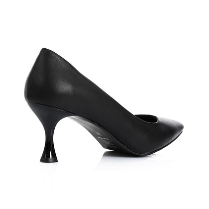 Black Pointed-Toe Kitten Heel Pump