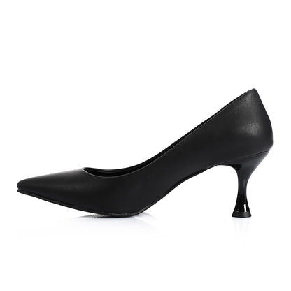 Black Pointed-Toe Kitten Heel Pump