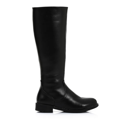 Wide Calf Leather Boot - Black