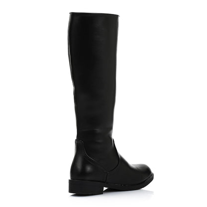 Wide Calf Leather Boot - Black