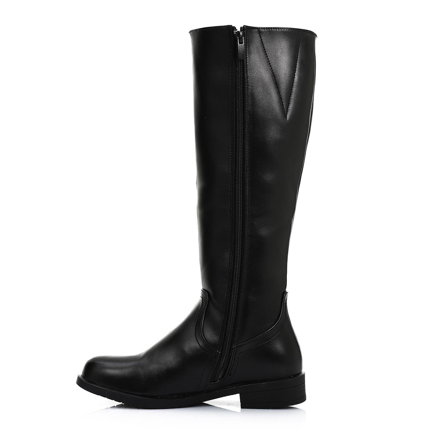 Wide Calf Leather Boot - Black