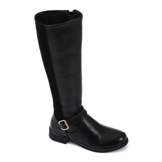 Black Half & Half Knee High Boot