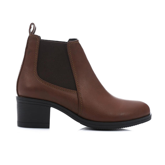 Block Heels Chelsea Boots - Brown
