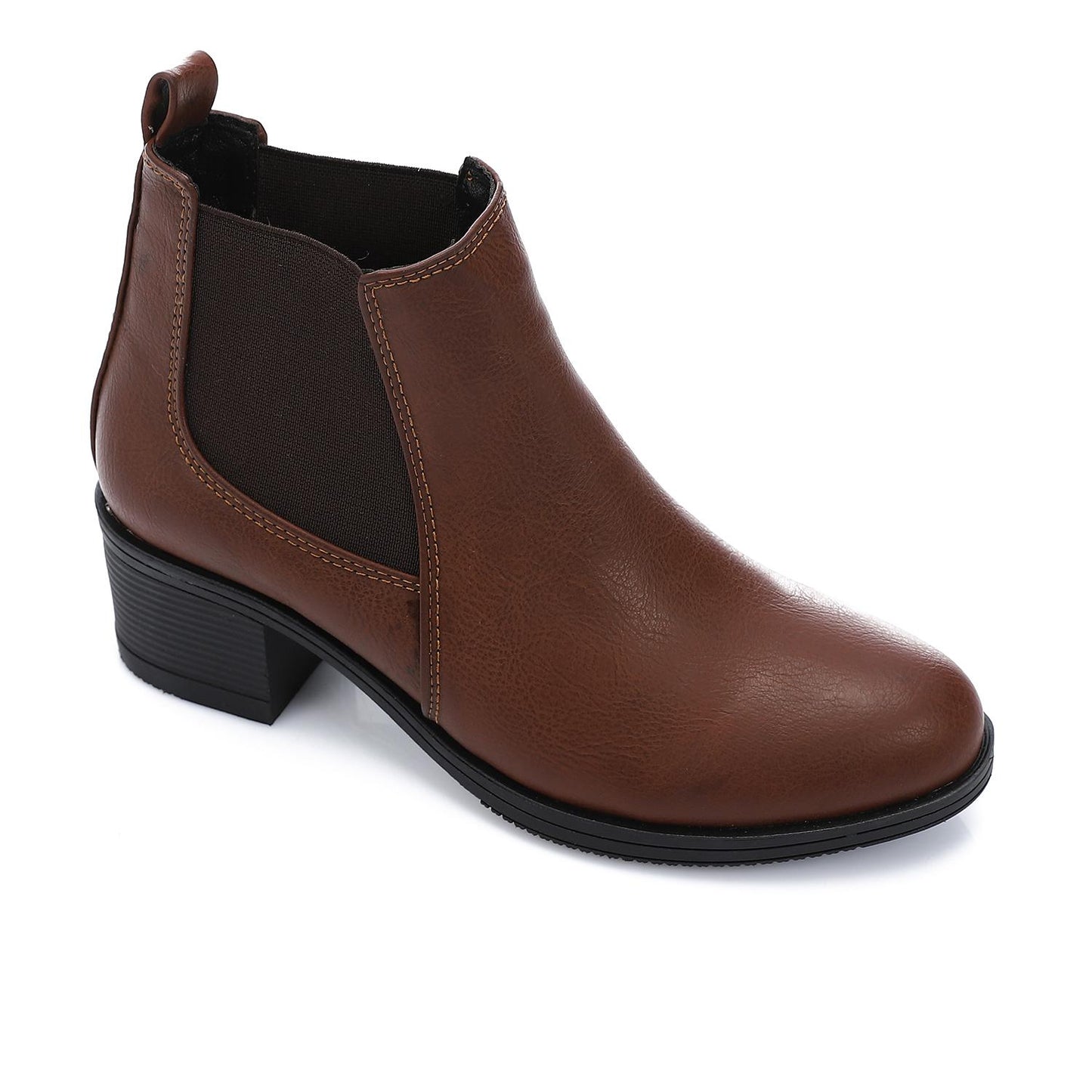 Block Heels Chelsea Boots - Brown
