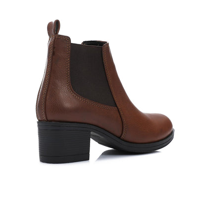 Block Heels Chelsea Boots - Brown