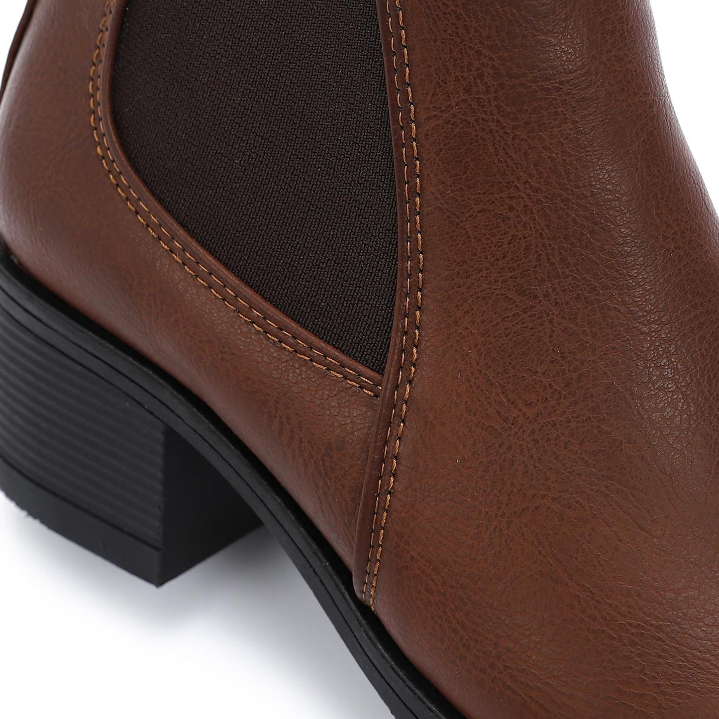 Block Heels Chelsea Boots - Brown