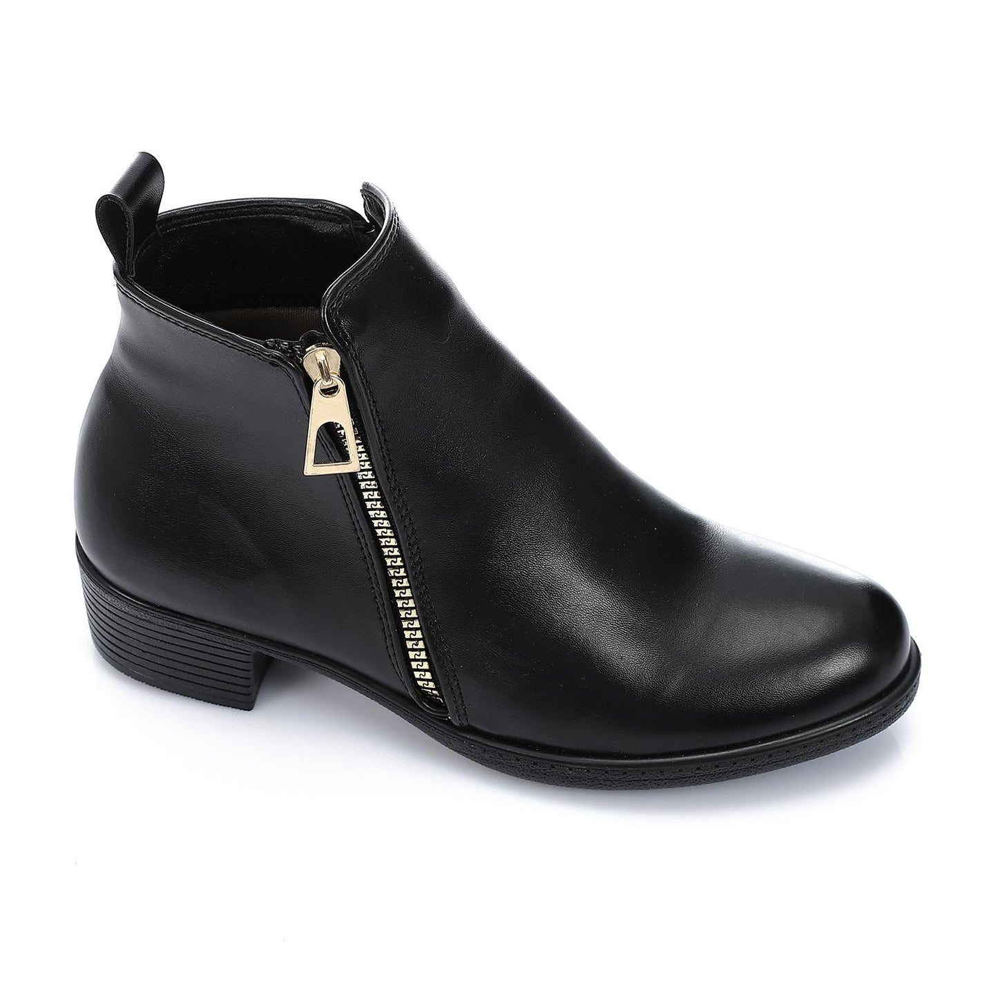 Black Durable Leather Ankle Boot