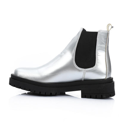 Leather Chelsea Boots - Silver
