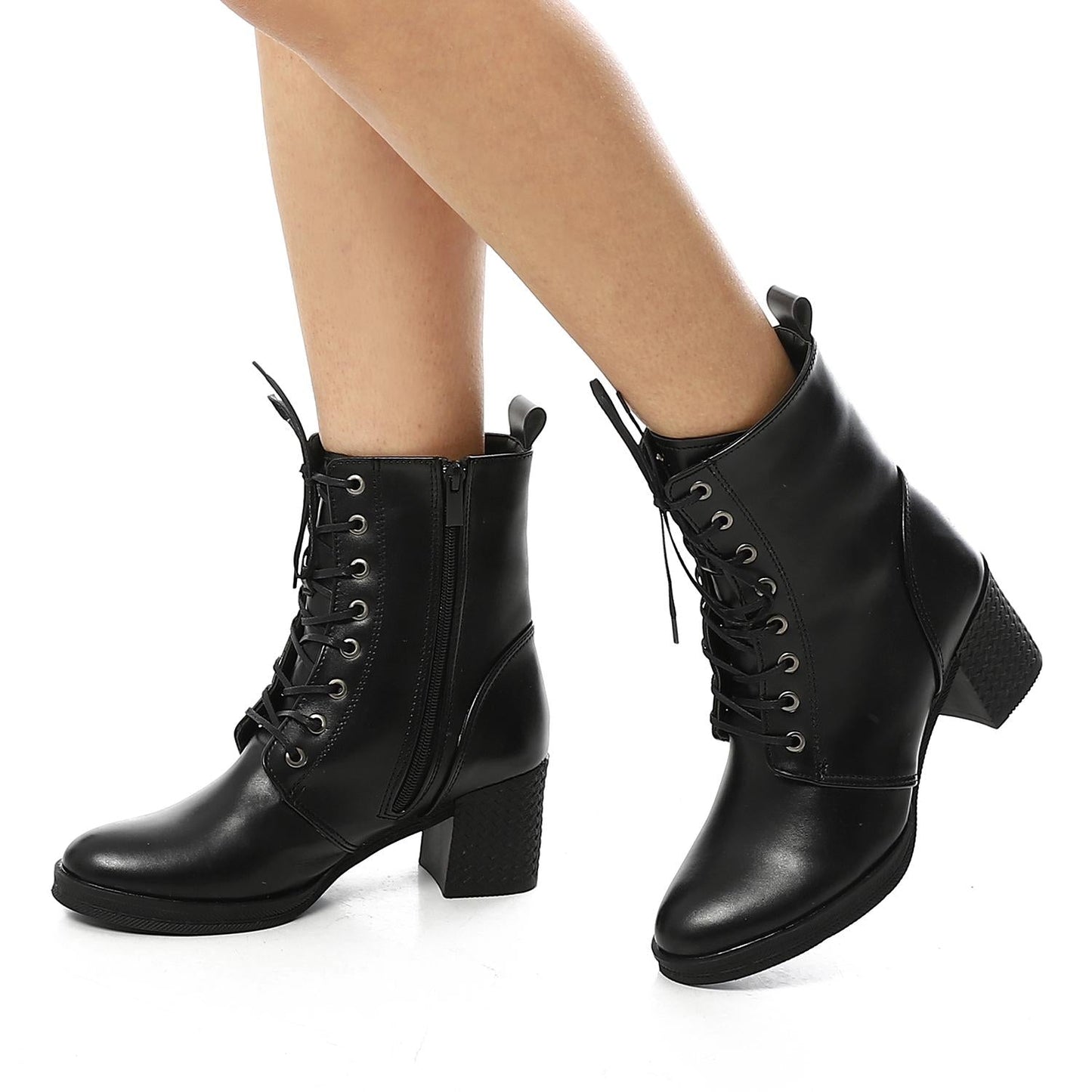 Black Chunky Heels Ankle Boot