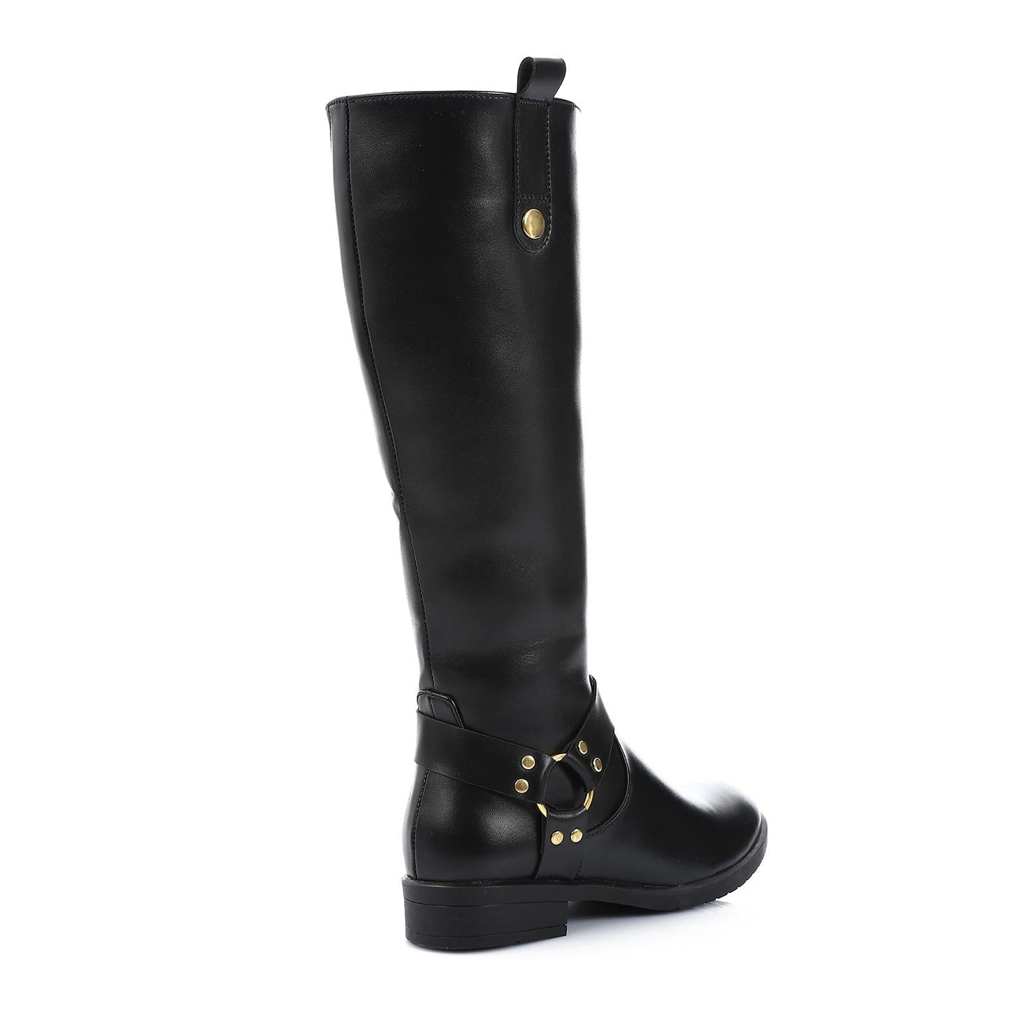 Black Side Zipper Knee High Boot