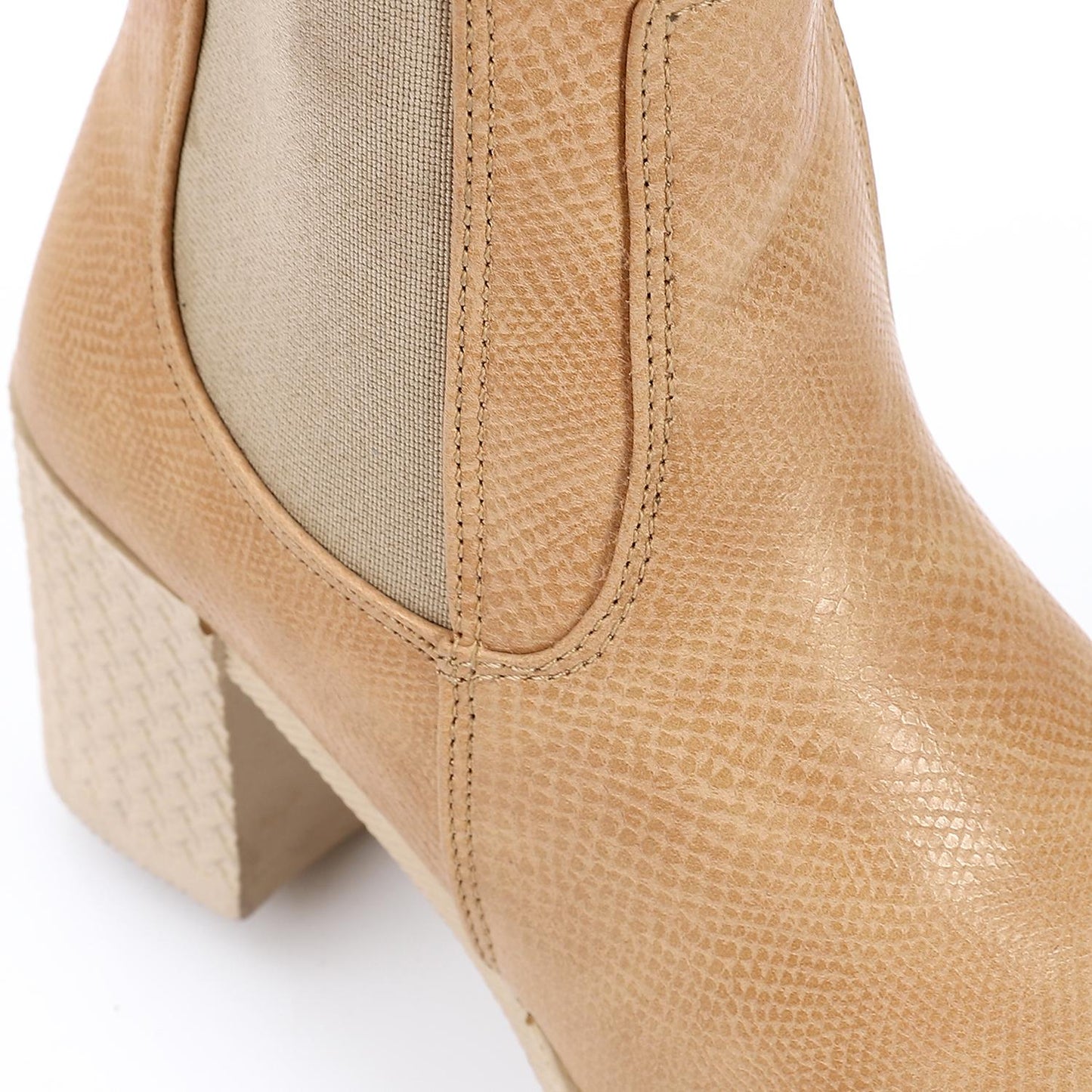 Leather Ankle Boot - Beige