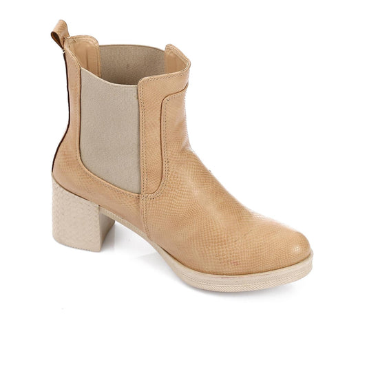 Pull-on Textured Leather Ankle Boot