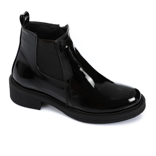 Black Verneh Ankle Boot with Side Zipper