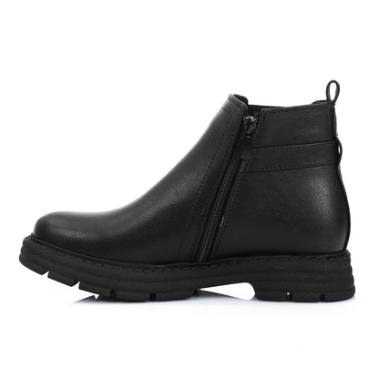 Patent Leather Ankle Boot- Black