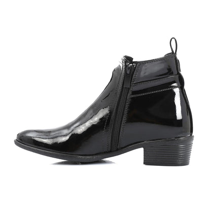 Patent Leather Ankle Boot - Black