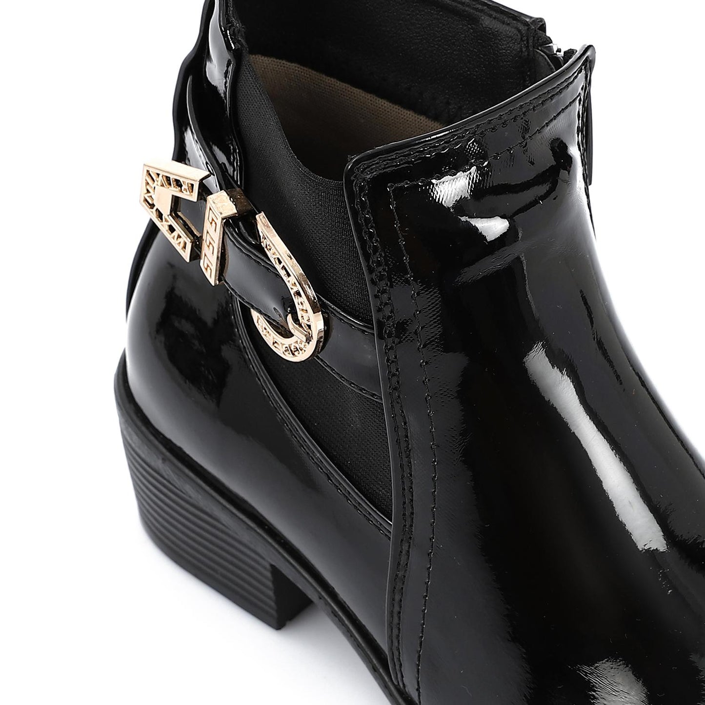 Patent Leather Ankle Boot - Black