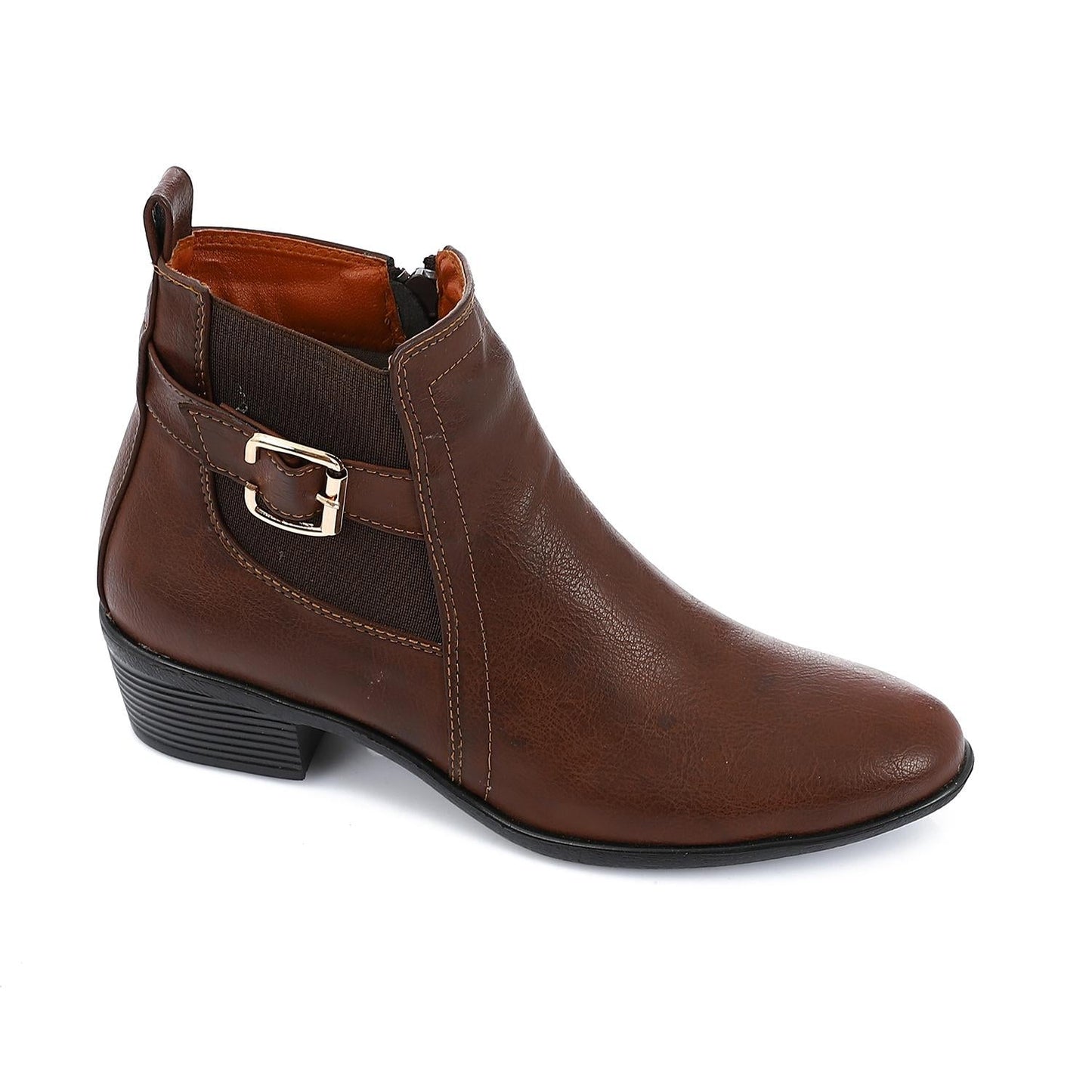 Patent Leather Ankle Boot- Brown