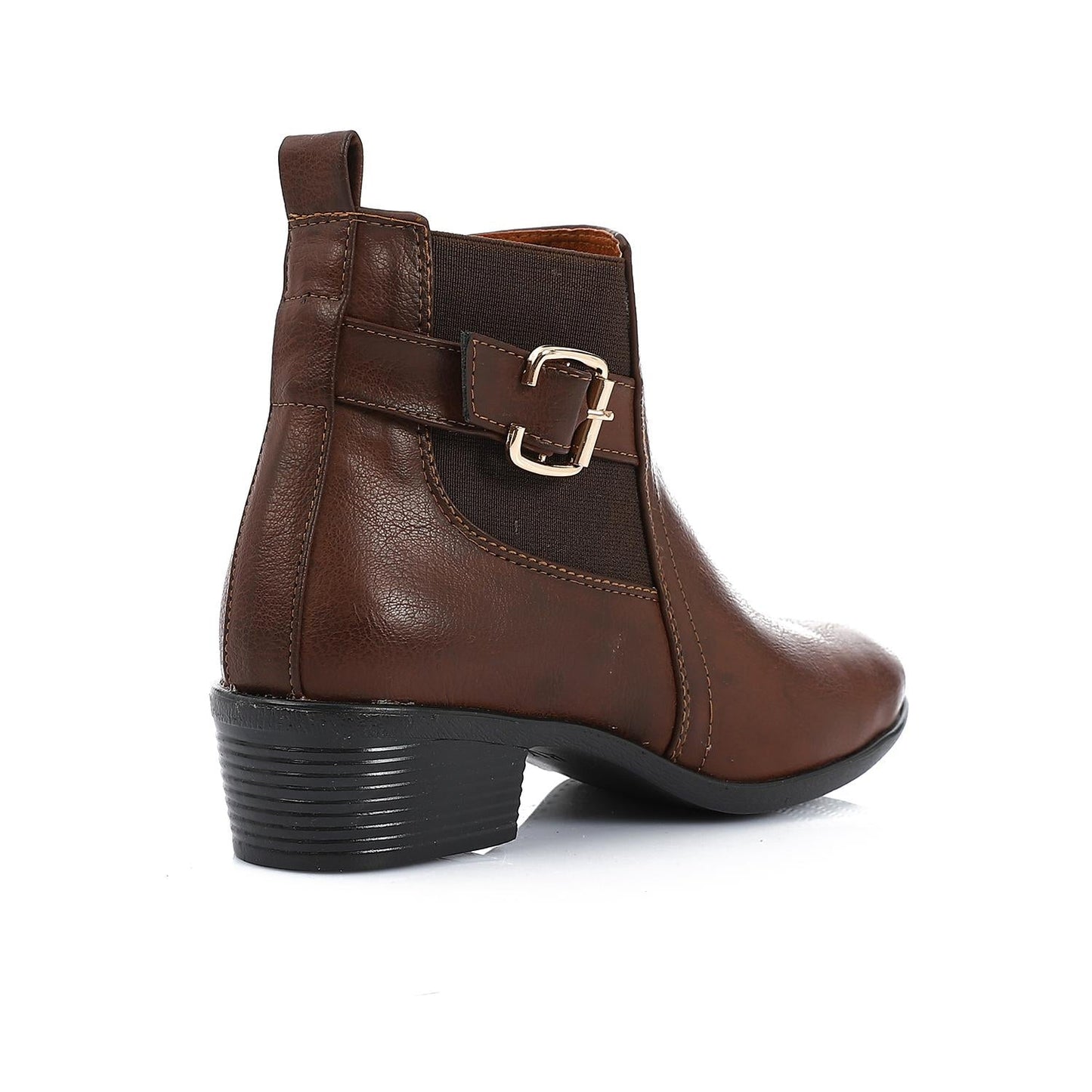 Patent Leather Ankle Boot- Brown