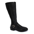 Leather Suede Mid Calf Boot - Black