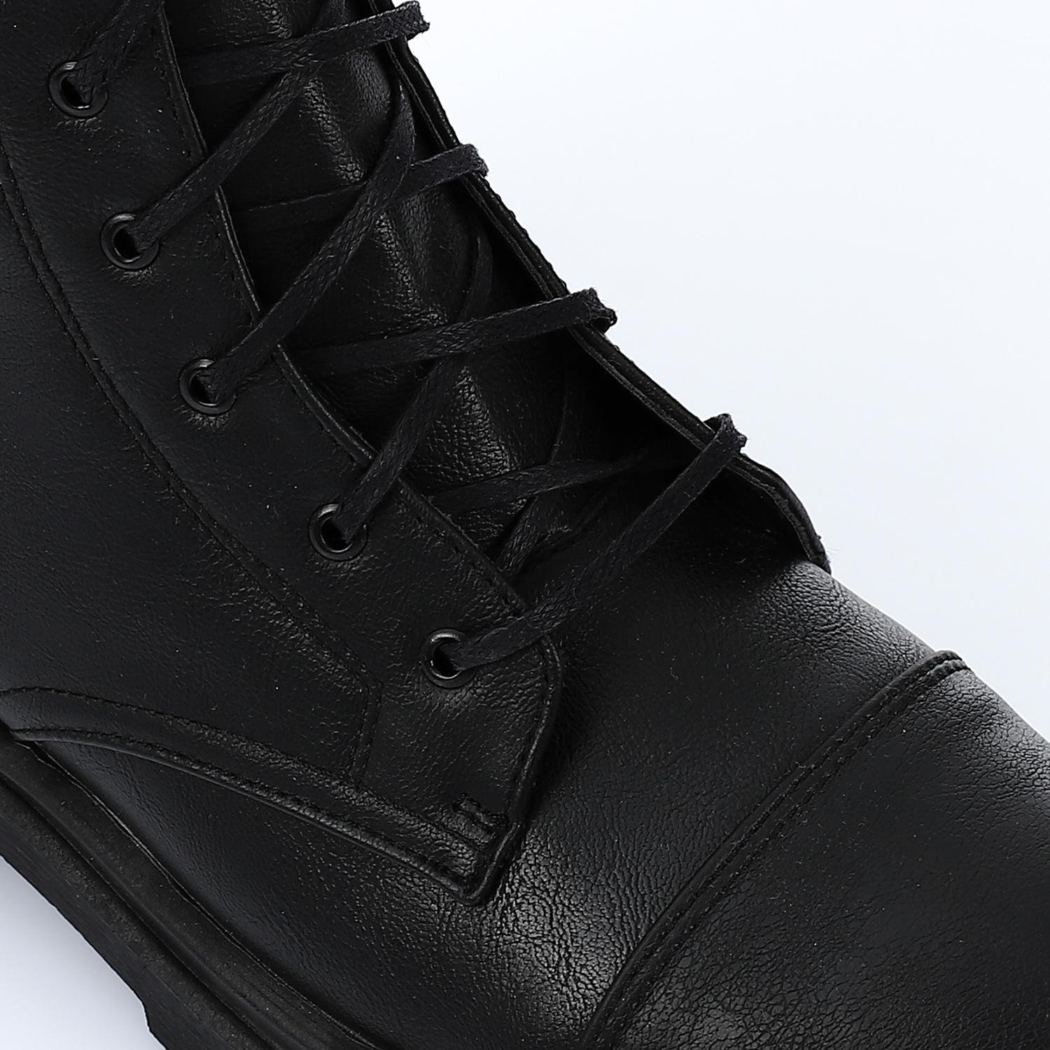 Leather Combat Boots - Black