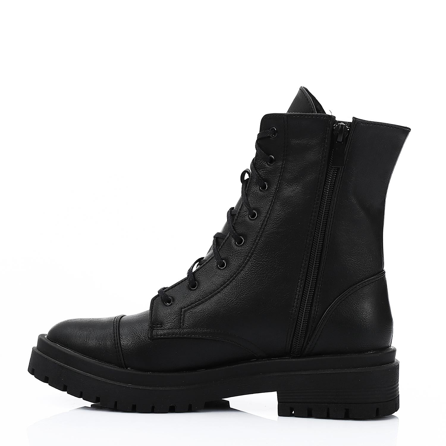 Leather Combat Boots - Black