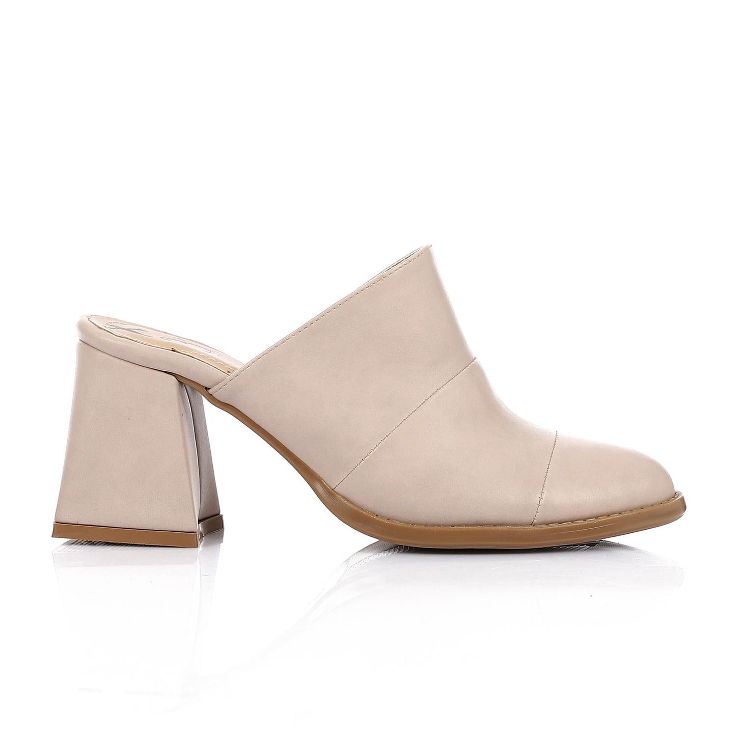 Leather Heeles Clog - Beige