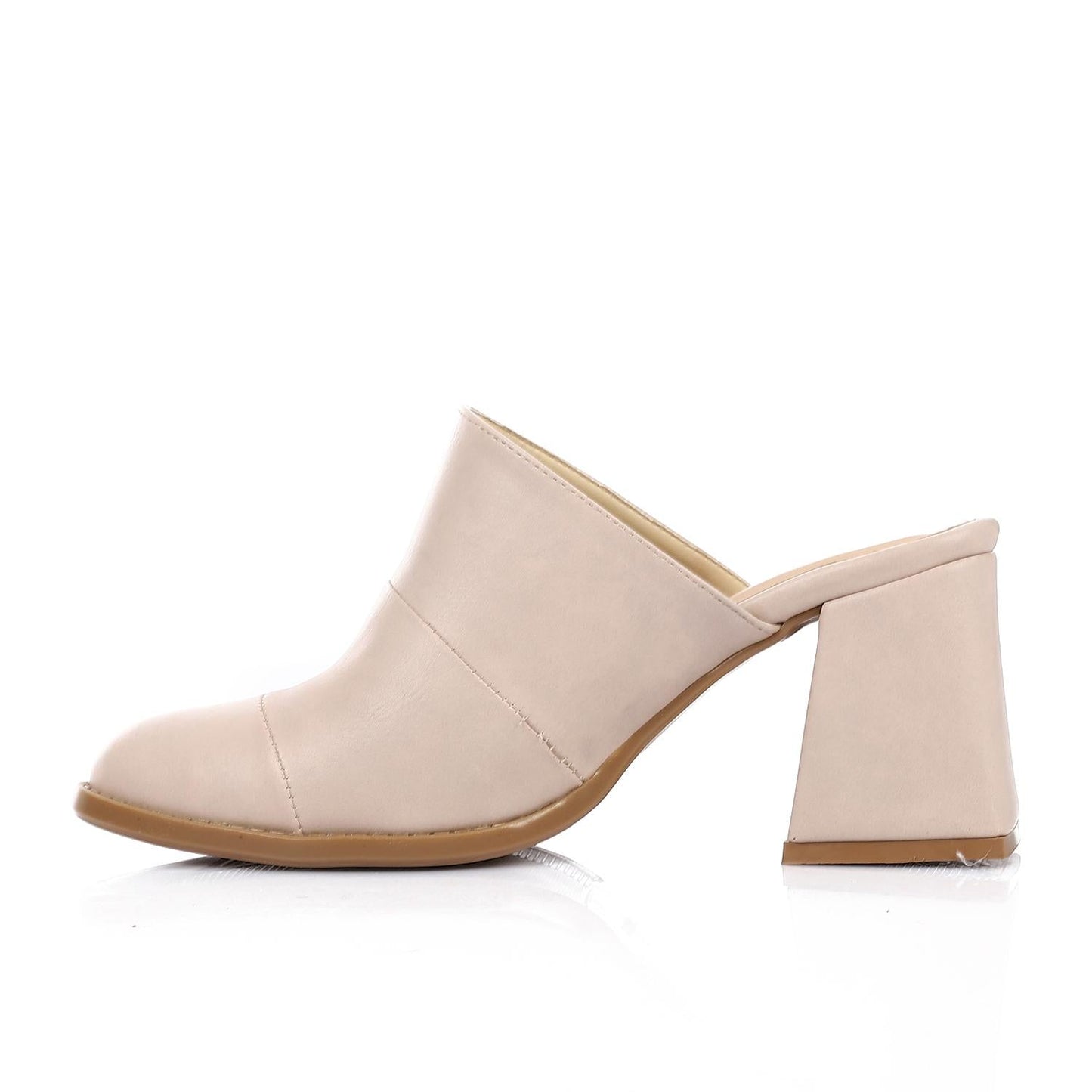 Leather Heeles Clog - Beige