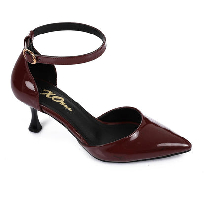 Burgundy Elegant Verneh Burgundy Leather Pump Shoes