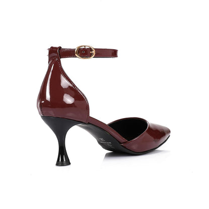 Burgundy Elegant Verneh Burgundy Leather Pump Shoes