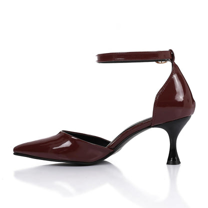 Burgundy Elegant Verneh Burgundy Leather Pump Shoes