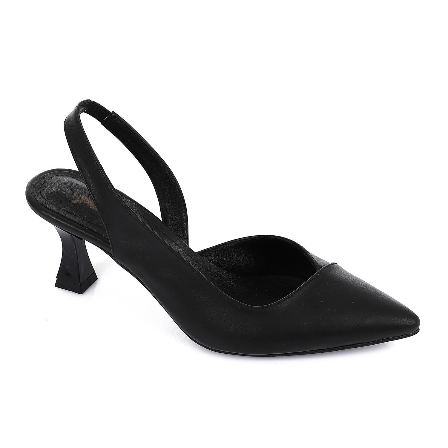Black Pointed-Toe Slingback Heels