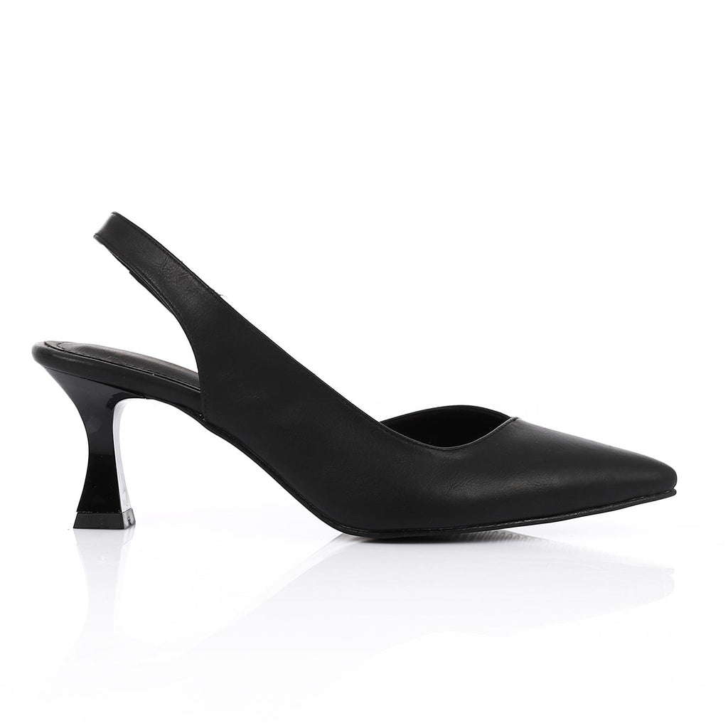 Black Pointed-Toe Slingback Heels