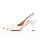 White Pointed-Toe Slingback Heels
