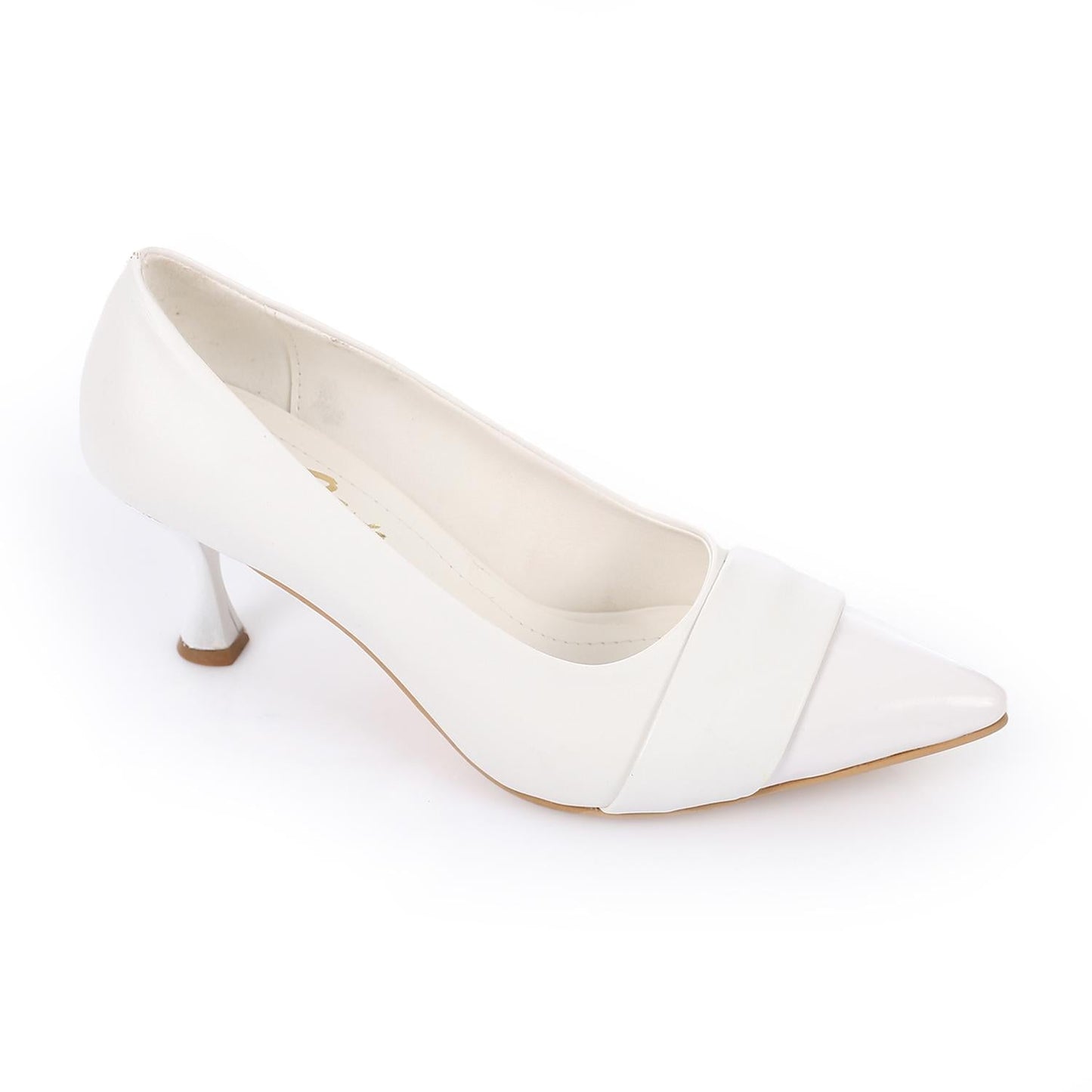 Pointed Toecape Kitten Heel Pumps - White