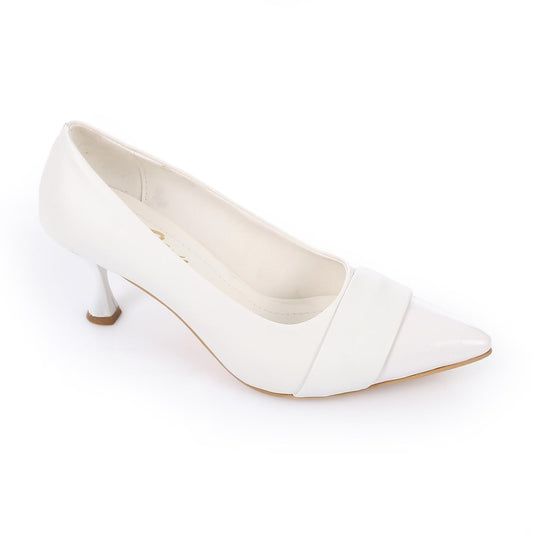 Pointed Toecape Kitten Heel Pumps - White