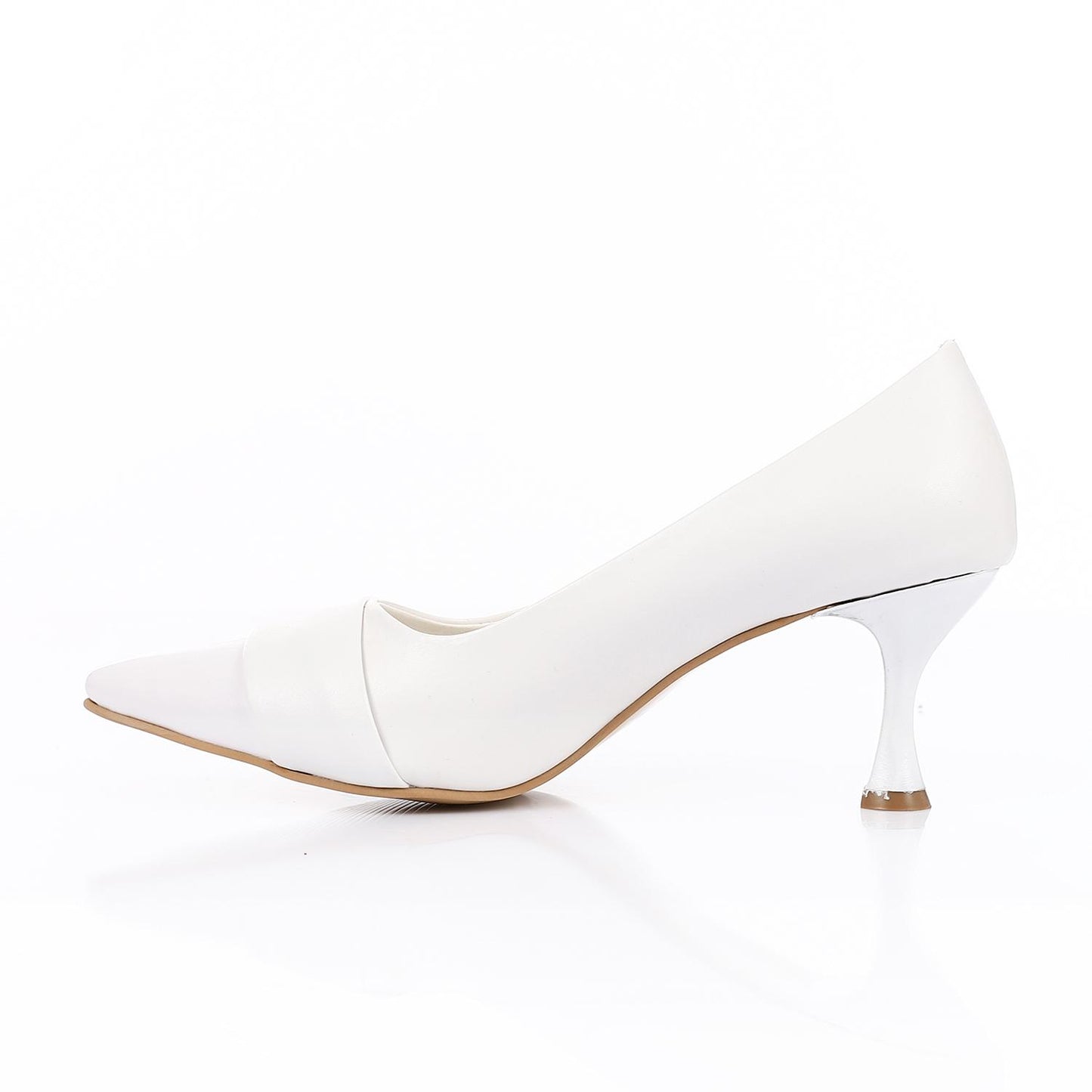 Pointed Toecape Kitten Heel Pumps - White