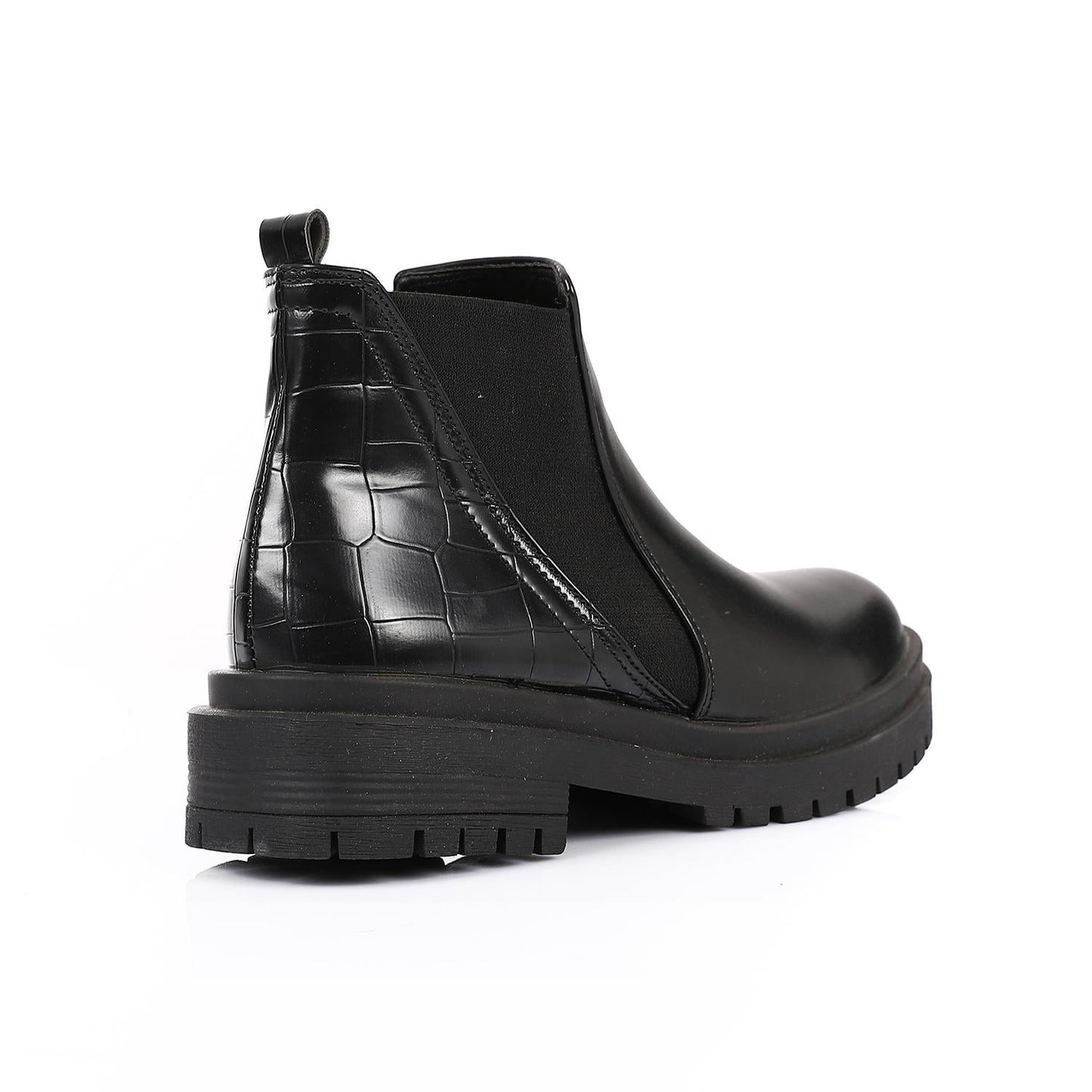 Leather Ankle Boot with Zipper Closure-Black