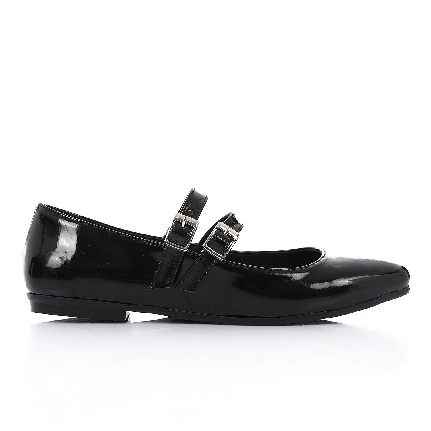 Patent Leather Double Buckled Mary Janes - Black