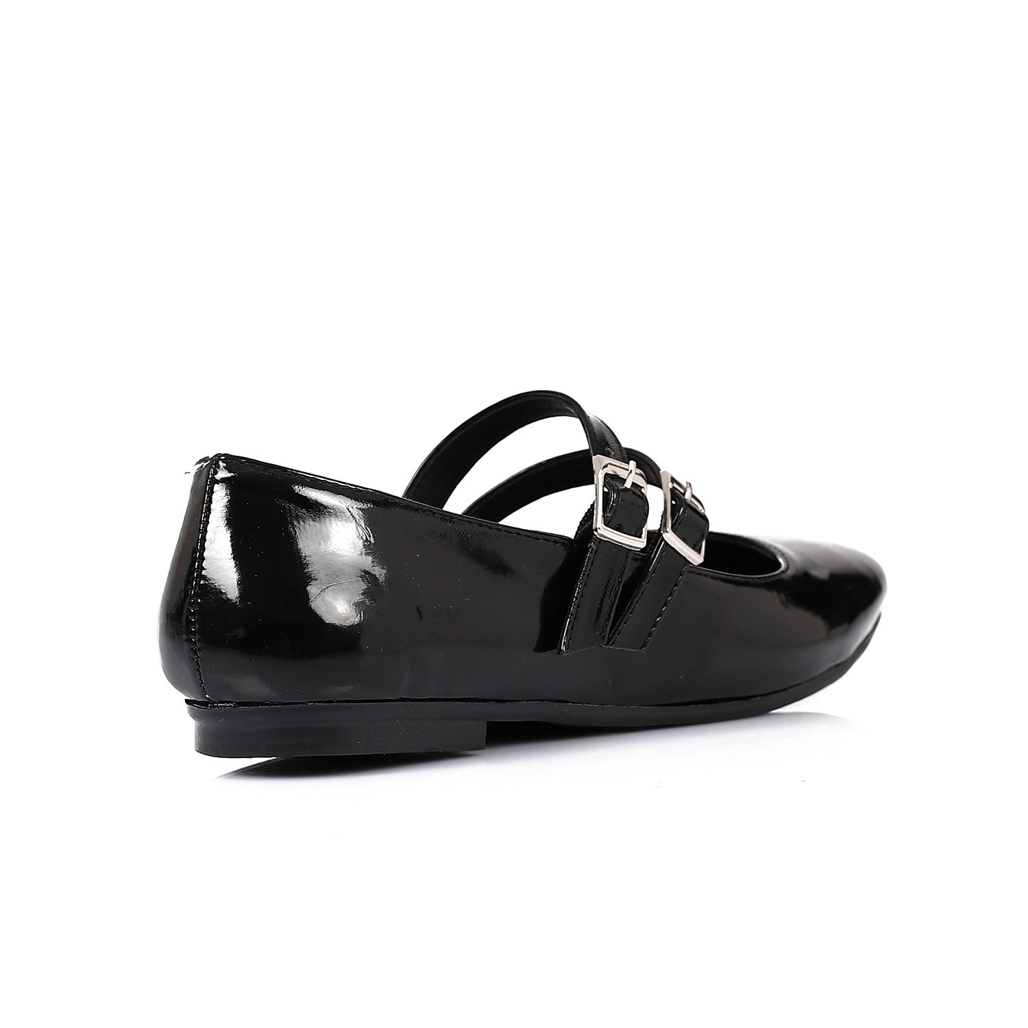 Patent Leather Double Buckled Mary Janes - Black