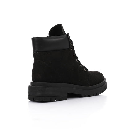 Suede Combat Boots - Black