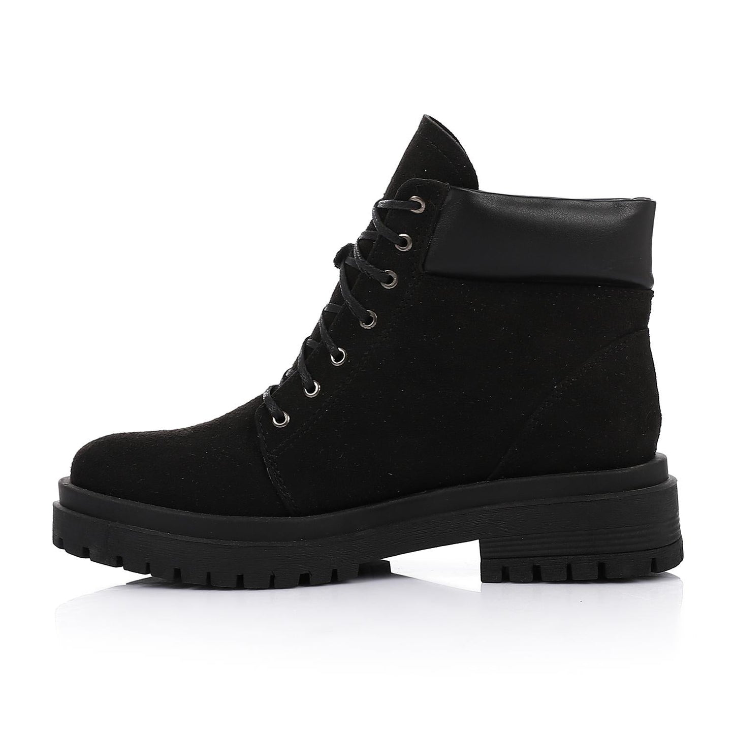 Suede Combat Boots - Black