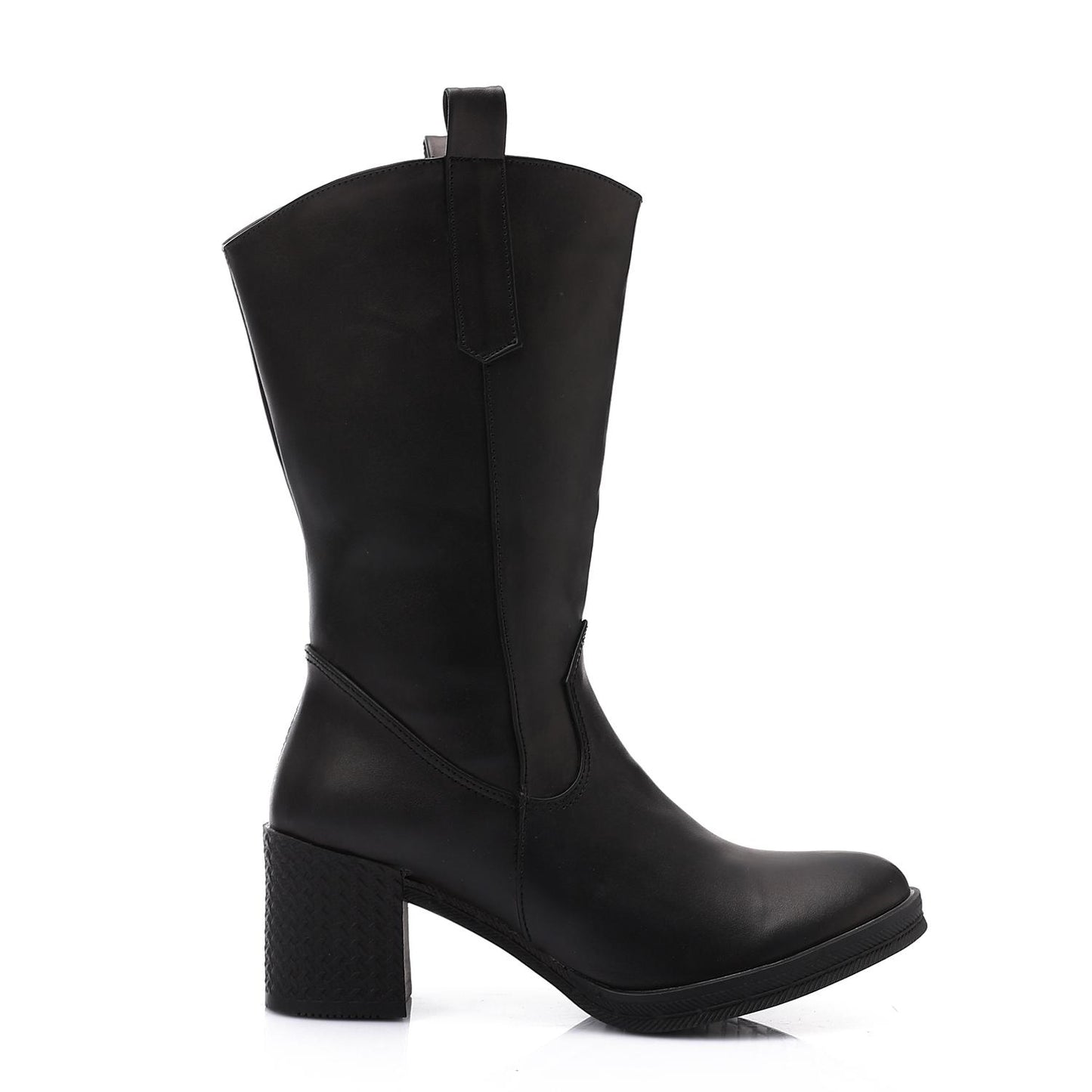 Leather Mid-Calf Boot Black