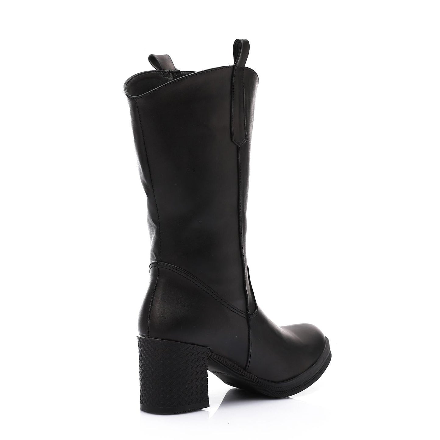 Leather Mid-Calf Boot Black