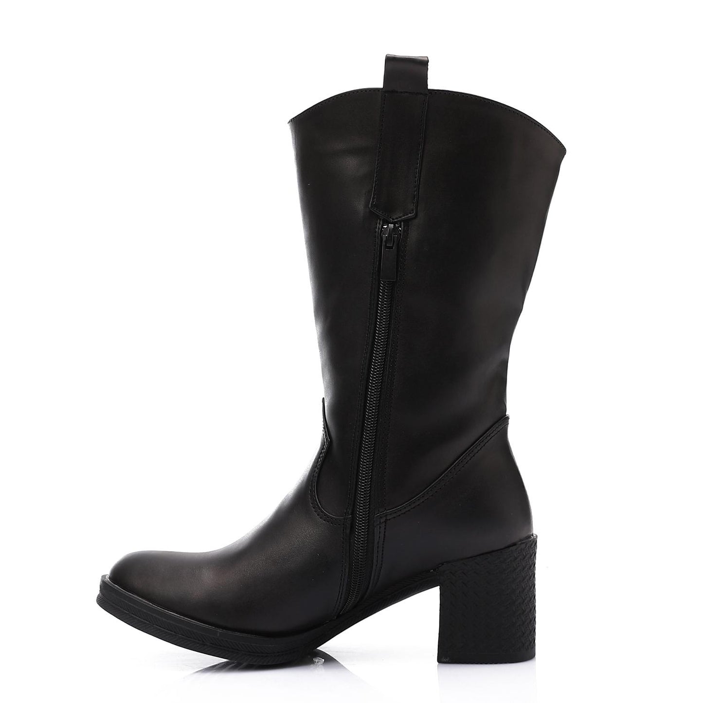 Leather Mid-Calf Boot Black